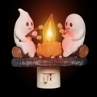 Ghost Campfire Nightlight Small Flickering Flame Campfire Lamp Decor Indoor Plug-In Ghost Nightlight Decoration For Themed