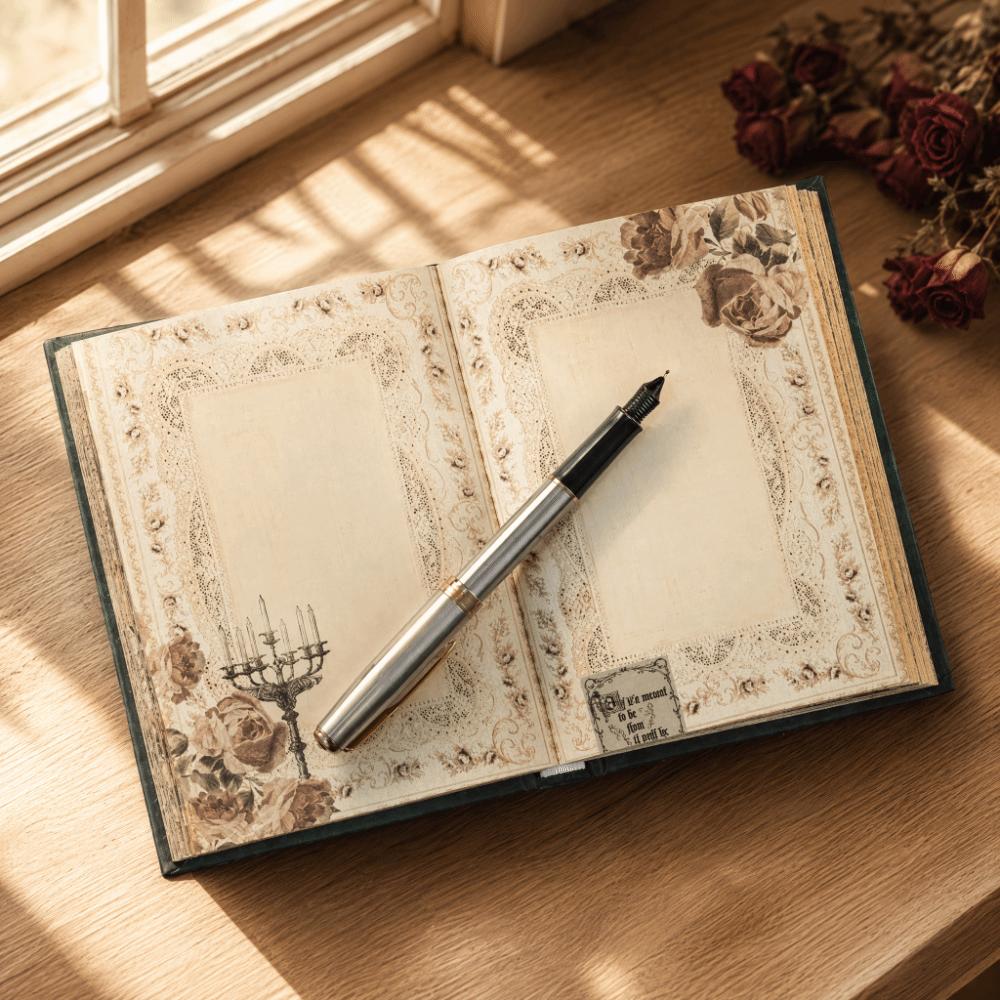 Flower Butterfly Printed Vintage Hardcover Notebook 192 Sheets Planner Notebook Unisex