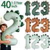 Number Shape Dinosaur Theme Balloons Aluminum Foil Birthday Party Balloons For 1-3 Year Olds