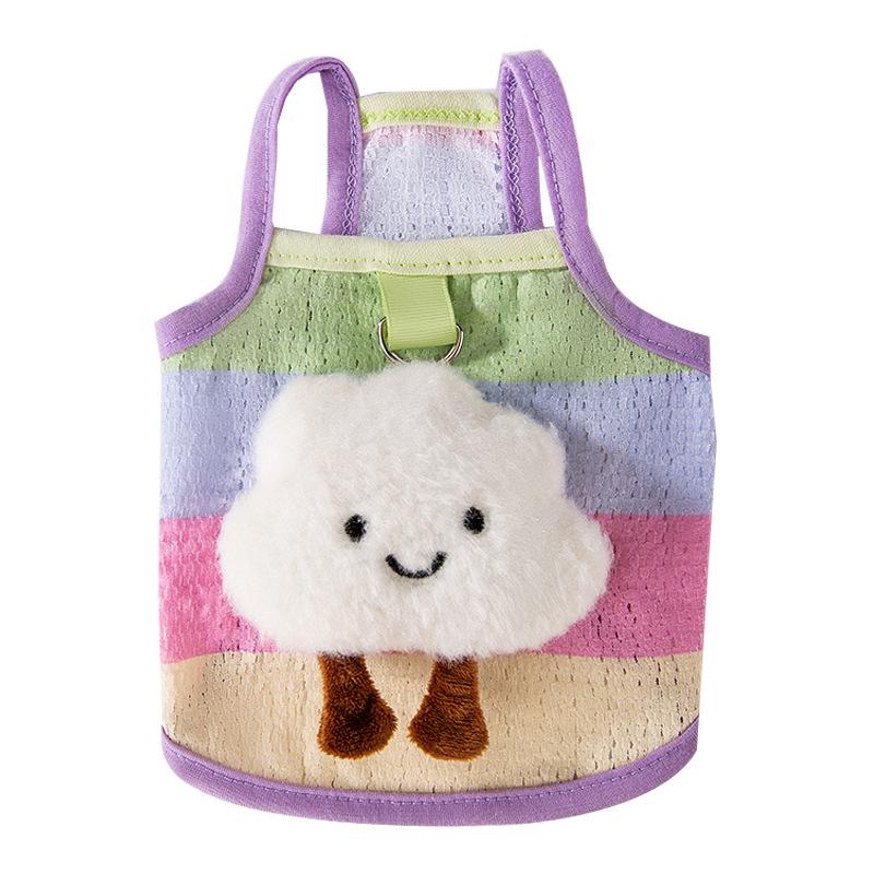 Rainbow Stripes Traction Sling Anti-Hair Loss Pet Clothing Summer Thin Bigbear Teddy Pomeranian Dog Clothing