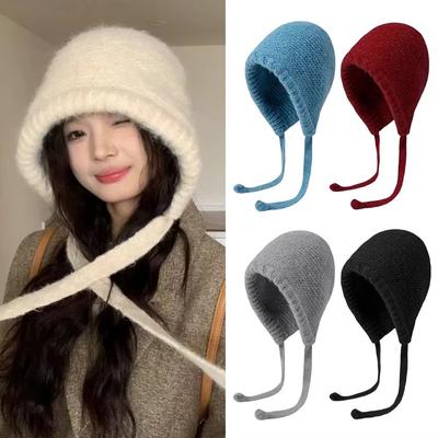 Windproof Knitted Woolen Hat Thickened Cover Head Cap Casual Beanie Cap  Winter