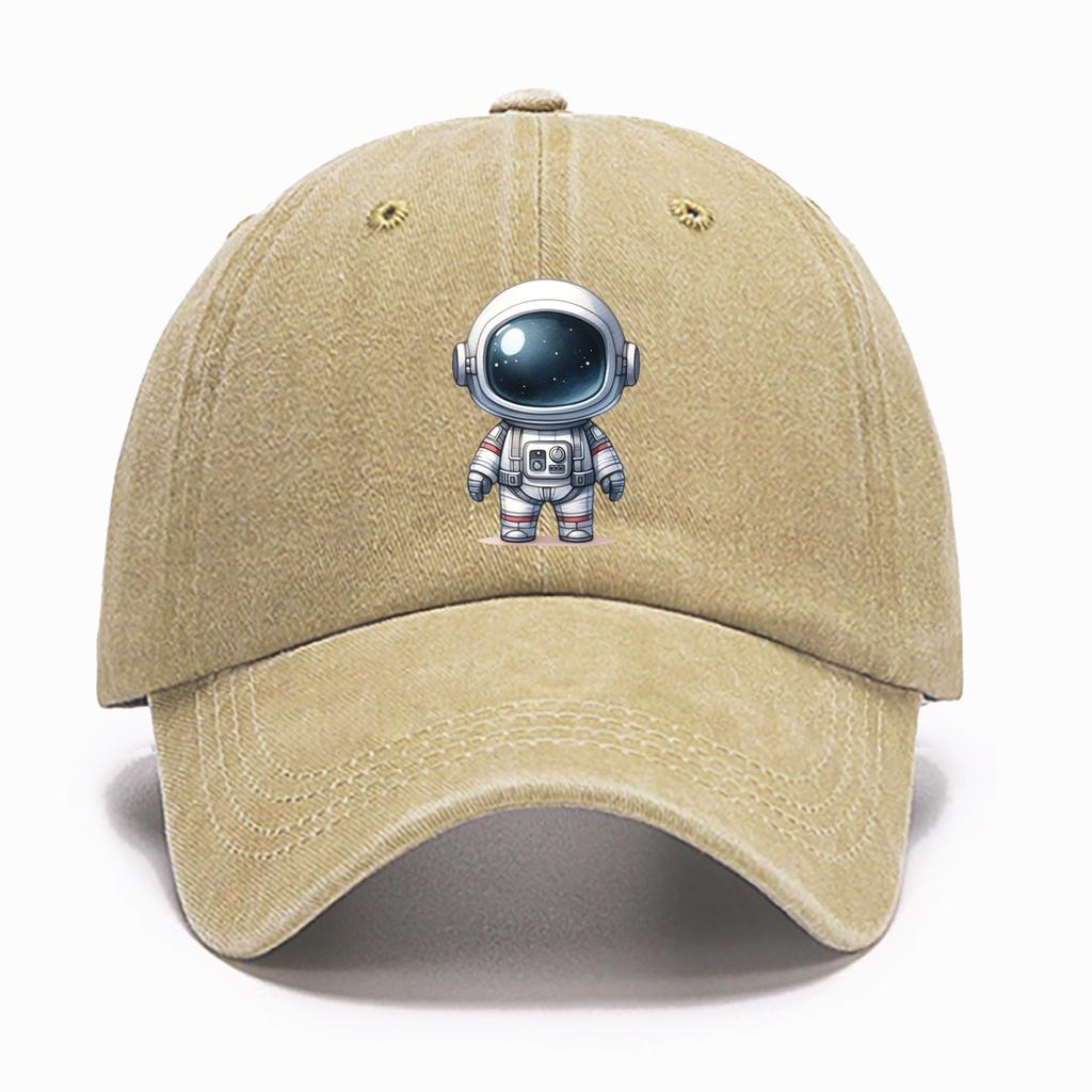 Chic Astronaut Print Women's Baseball Cap, Adjustable Non-Elastic Breathable Fashionable Snap Closure