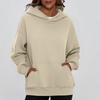 Ladies' Fashionable Solid Color Casual Hooded Pocket Long Sleeved Sweatshirt