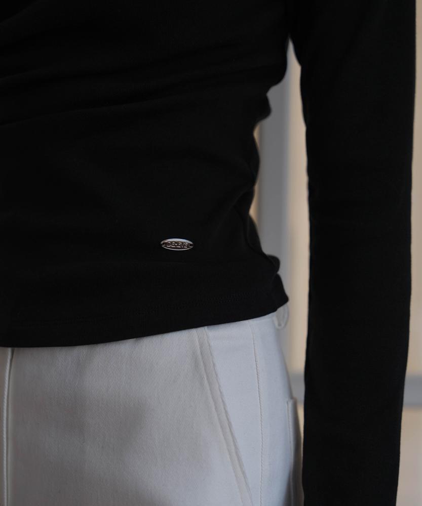DEHEVE Drape Neck Long Sleeve [Black]