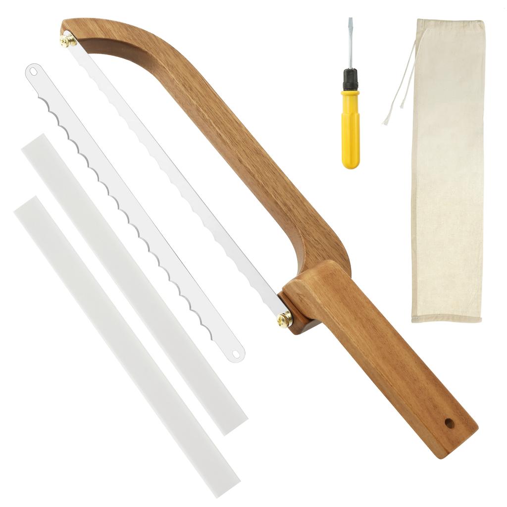 Wooden Bread Bow Knife Bow Bread Knife for Sourdough with Wooden Handle Bread Slicer for Homemade Bread Sourdough Bread Cutter