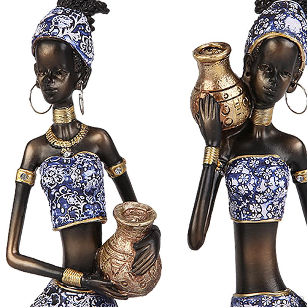 Resin African Female Figure Sculpture Tribal Women Statue for Decoration