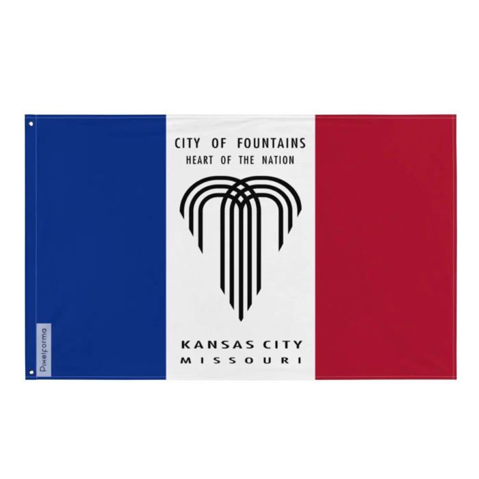 Drapeau - Kansas City - 90 X 150 Cm - Polyester - Impression Recto/verso - Œillets En Fer