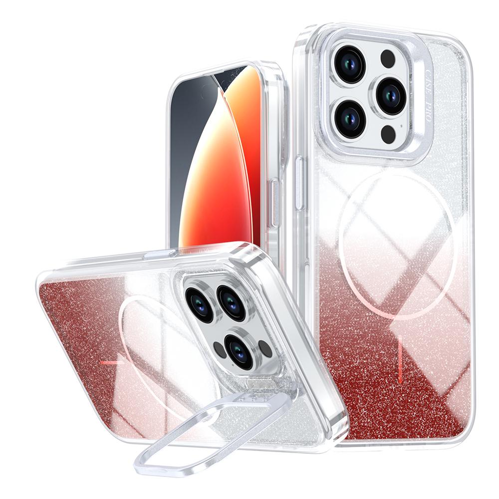 For iPhone 14 Pro Max Magnetic Case Gradient Glitter Shockproof TPU PC Phone Cover Compatible with MagSafe