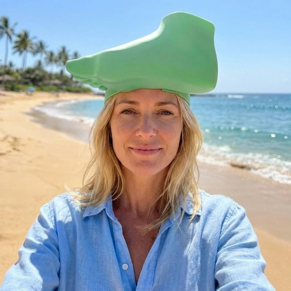 Adjustable Foot Shape Sun Hat 3D Printing Funny Sunshade Cap Foot Shape Headband Summer Season