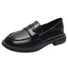 Retro British style small leather shoes women's 2024 autumn single shoes loafers one pedal Japanese soft-soled black jk shoes