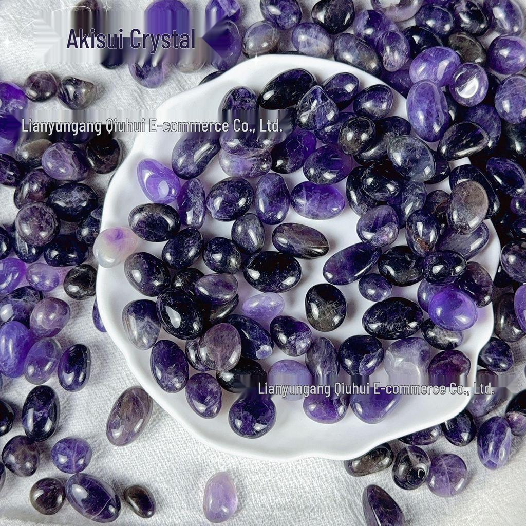 Natürlicher brasilianischer Amethyst Bruchstein für Aquarien und Blumentöpfe - Runde, glatte, tiefviolette Dekosteine