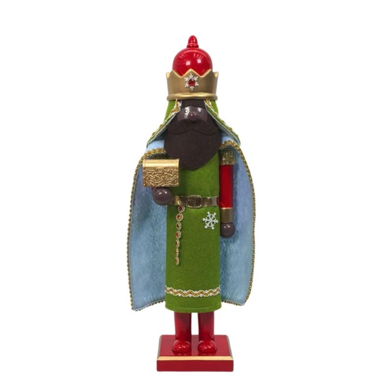 Handmade Wooden Holiday Figurine, Wise Men Nutcrackers Decors for Tabletop, Mantel, and Winter Shelf Display