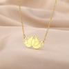 Lotus Flower Pendant Necklace Stainless Steel Women's Choker Yoga Buddhism Amulet Jewelry Birthday Gift