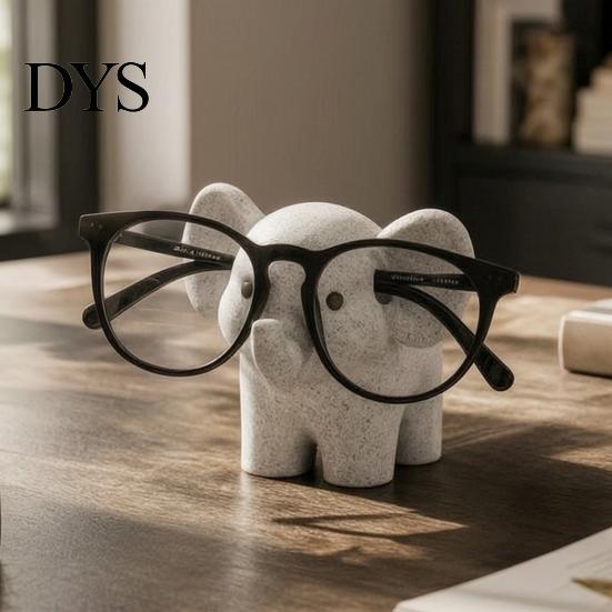 Resin Sculpture for Desk Elephant Shape Glasses Holder, Spectacle Display Stand, Modern Style Unique Jewelry Holder Eyewear Tray, Stable Eyeglass