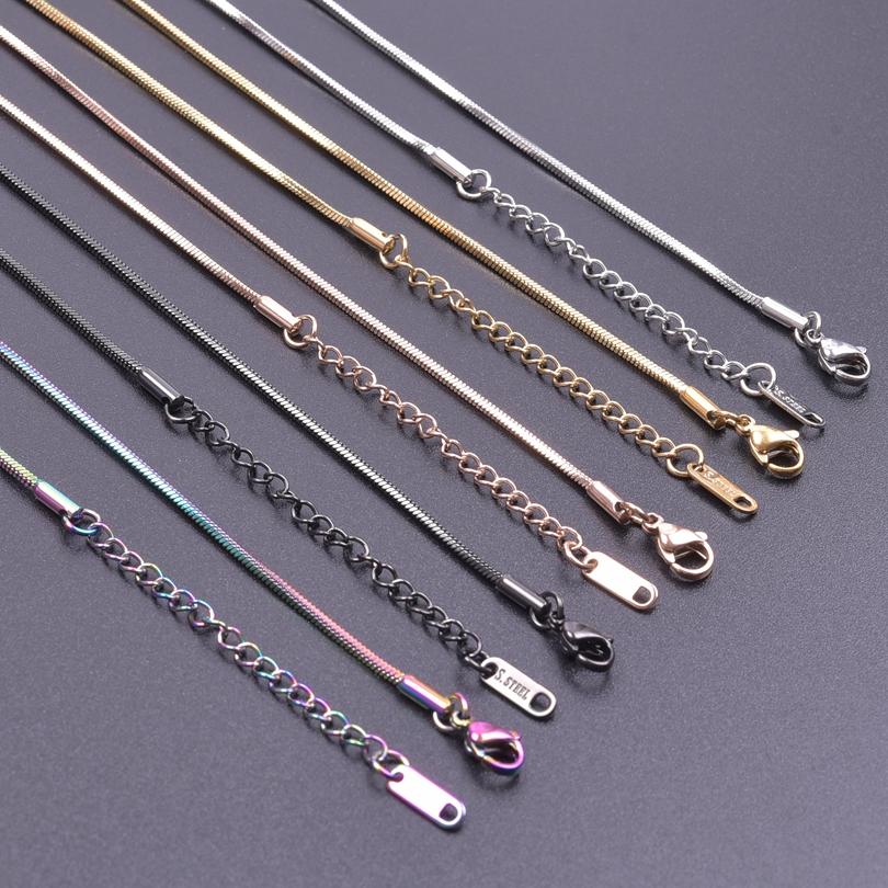 1/5/10pcs Wholesale 40+5cm Square Snake Chain Jewelry On The Neck Decor Stainless Steel Necklaces For Women Men Accessories Gift