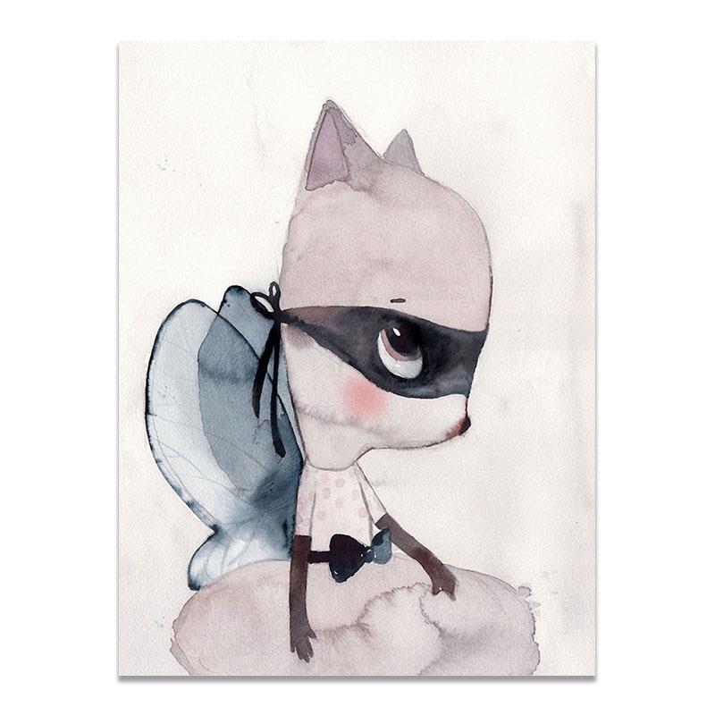 Moderne Nordic Kaninchen Mädchen Engel Wand Kunst Cartoon Leinwand Malerei Spray Farbe Kunst Poster Kinder Baby Kinderzimmer Wandmalereien