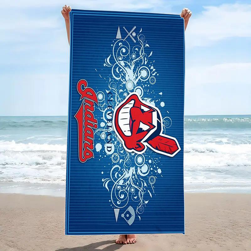 Cleveland Indians Print Beach Towel, Large Soft Quick Dry Towel for Beach Camping Swimming