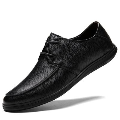 Cowhide Casual Leather Shoes, Spring and Autumn Business Casual Lace-up Leather Shoes, Flat Soft Leather Comfortable Men's Shoes