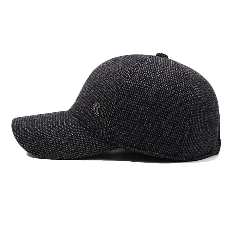 Men's Autumn Winter Woolen Baseball Cap Middle-aged And Elderly Woolen Warm Cap Dad Ear Protection Cap
