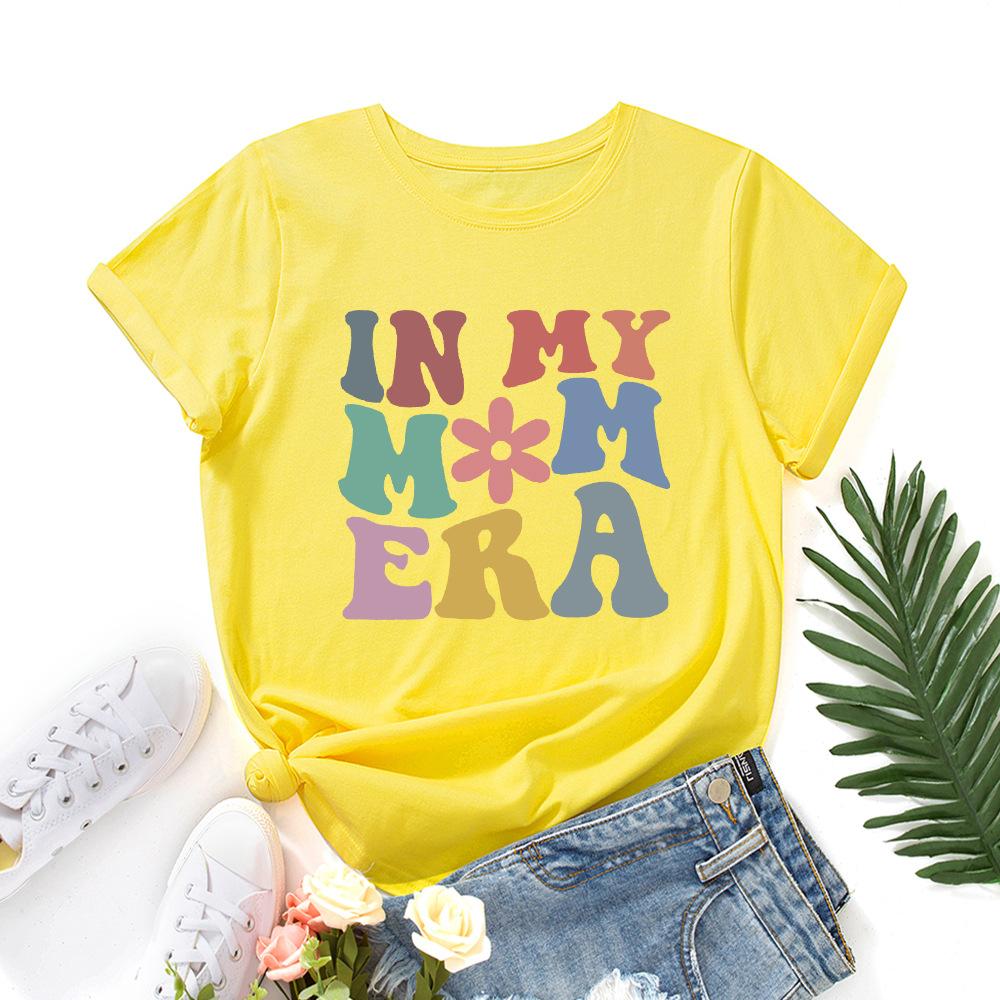 IN MY MOM Cotton T-Shirt Short Sleeve Round Neck Women 2d Print Tops