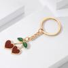 Creative Cherry Keychain Leather Fruit Double Heart Key Chain Pendant Bag Ornament Accessories for Car Key Bag Purse