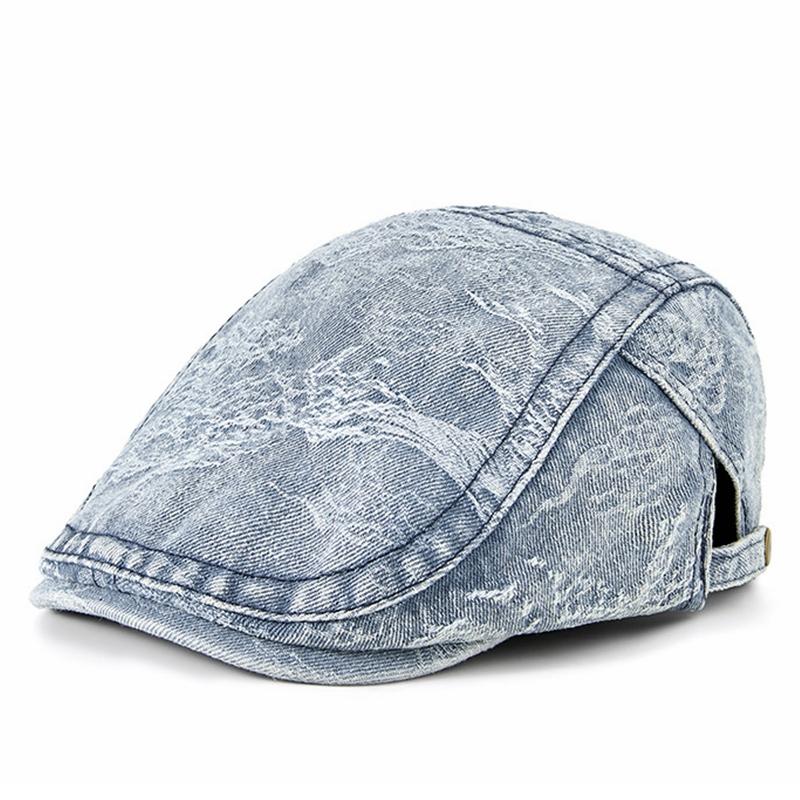 

2026 Women s Distressed Denim Newsboy Cap Spring Fashion Ivy Caps Casual Flat Hats for Ladies Summer Style M head 55-59cm светло-синий