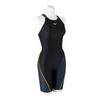 MIZUNO Stream Ace Race Open Back Half Suit Size for Competitive and Challenge FINA Swimming Approved Women's (N2MG2720, M, Black/Charcoal Gray)