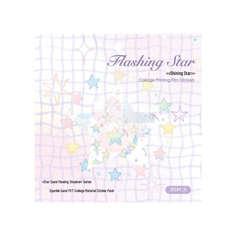 Glitter Sand Film Sticker Pack: Paper Trace Xing Sha Liu Ying Series - 6 DIY Collage Styles