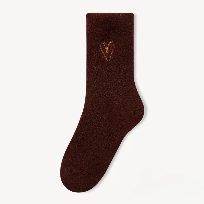 Embroidered Medium Length Socks Women's Autumn Fashion Love Fresh Sweat Absorbing Breathable Black White Girl Socks