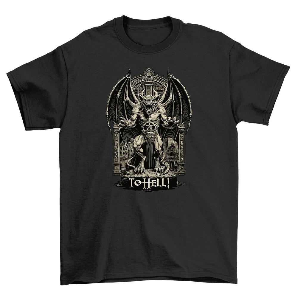 Gothic_100 Men's Funny Demon Throne T-Shirt - Summon Your Dark Side In Style! Be