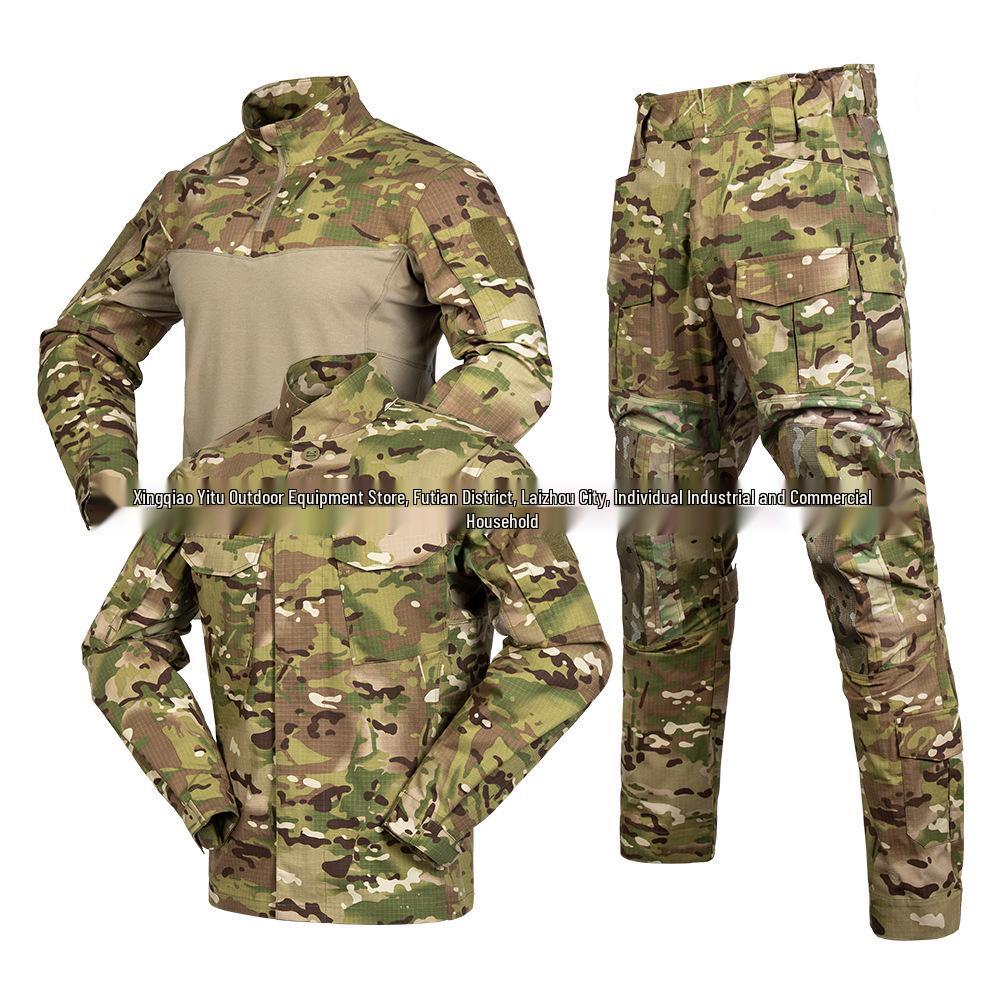 Olive Green Camouflage Training Suit - Durable Outdoor Workwear for Men and Women