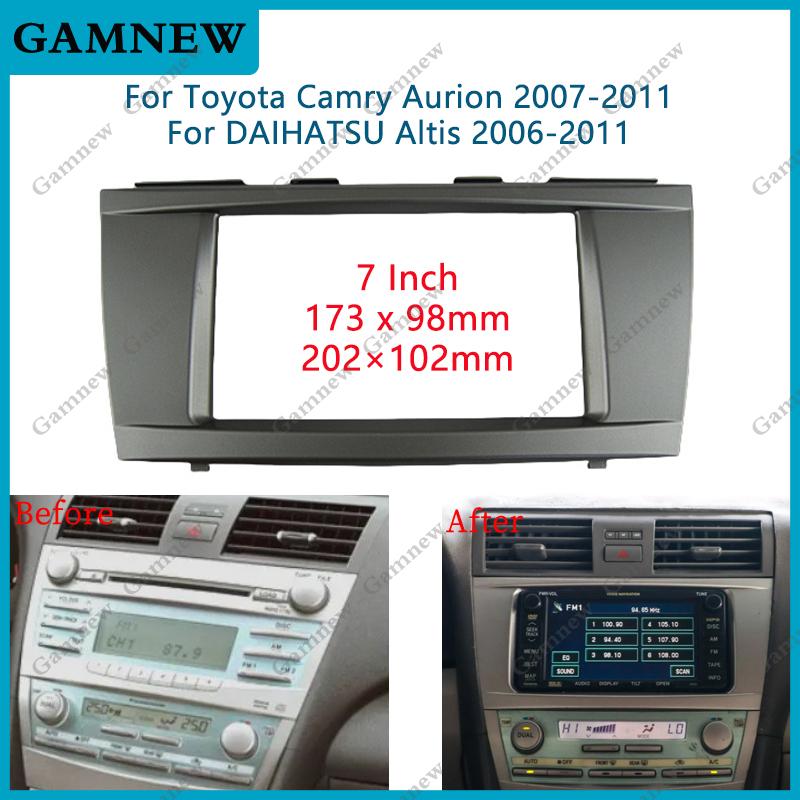 

7-дюймовая панель для переоборудования автомобиля DVD-радио, приборная панель, фасция, комплект аудио-рамки для Toyota Camry Aurion DAIHATSU Altis 2006-2011 2DIN 173x98mm