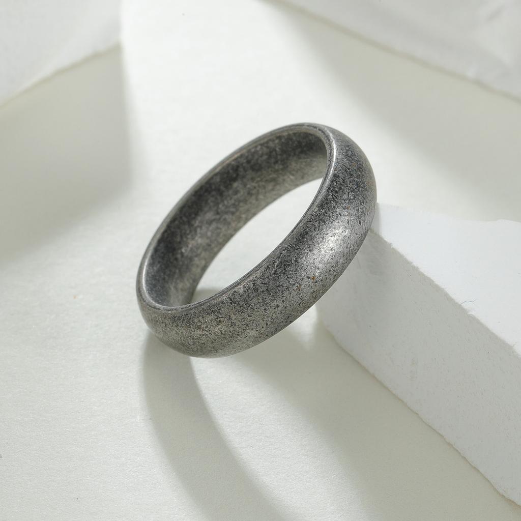 Retro Metal 6/8mm Antique Distressed Wide Ring For Men Stainless Steel Ring Punk Gothic Rock Hiphop Accessories Jewelry Gift