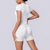 European and American seamless solid color breathable tight high elastic short-sleeved shorts set sports running fitness yoga clothes women
