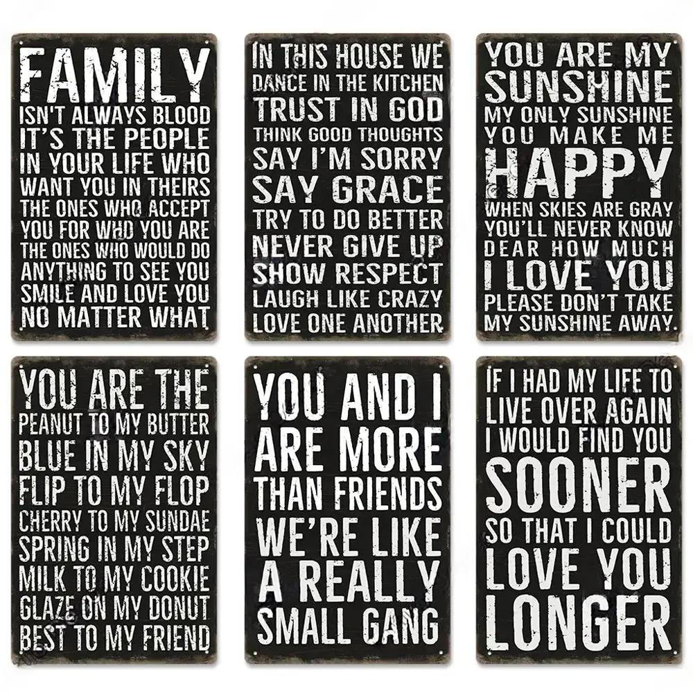 Sentence Vintage Plaque Metal Tin Signs Posters Decor Retro Wall Art Room Decoration for Home Family Bar Club