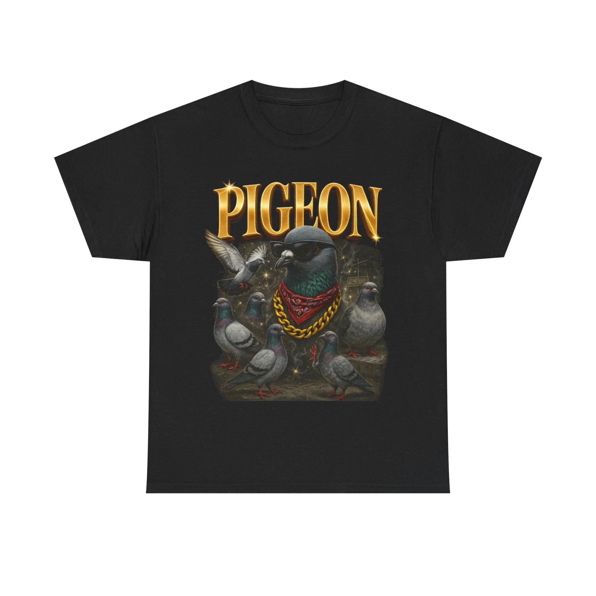 

2025 Summer Pigeon Pattern T-shirt, Rap Fun, 90s Men s Women s Style Streetwear Pattern Bandit Bird Pattern Pure Cotton Print XL