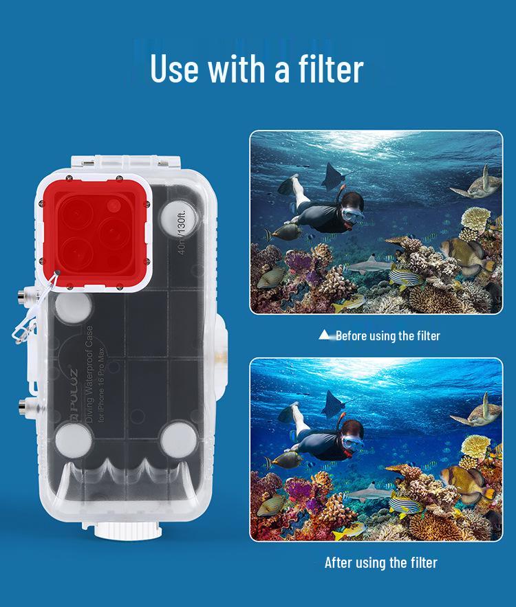 Wodoodporna obudowa do nurkowania PULUZ dla iPhone 16 Pro/Pro Max - Uszczelnienie 40m