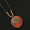 Pendant Round Sweater Chain Wooden Retro Ethnic Sweater Neck Accessories Women Girls