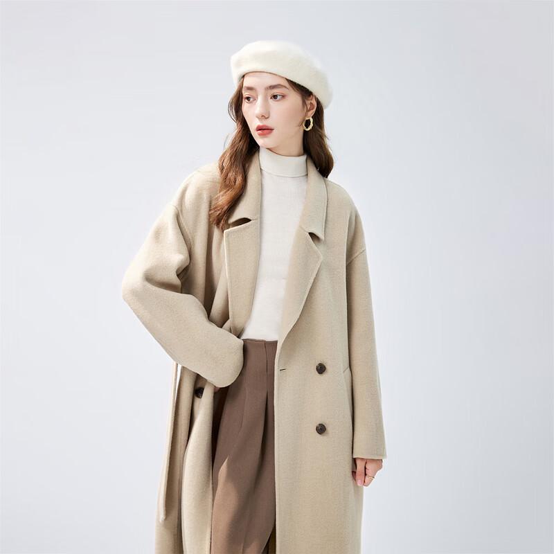 

Women s Vintage Double-Breasted 100% Wool Long Coat L