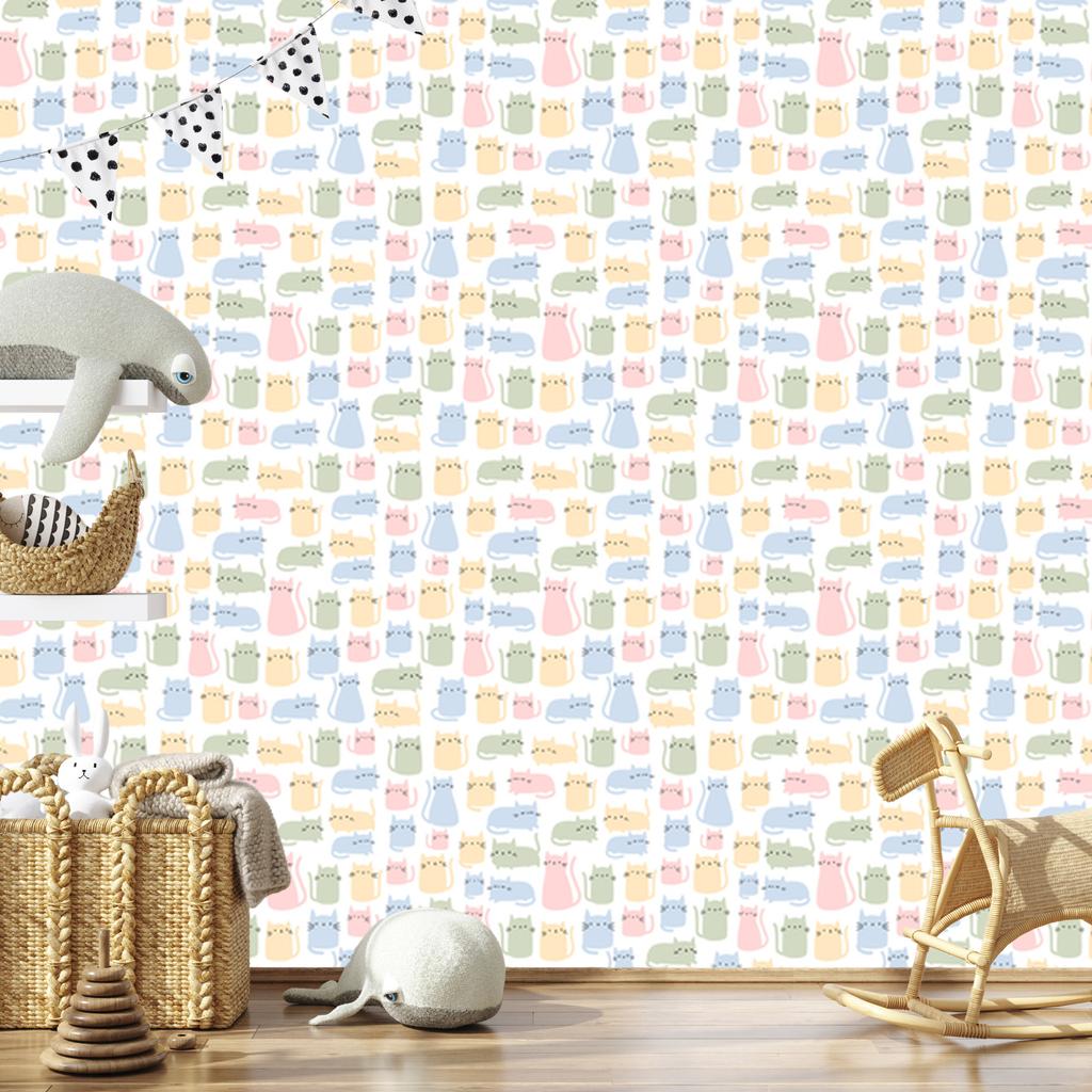Colorful Kittens Wallpaper for Living Room and Bedroom 50x1000