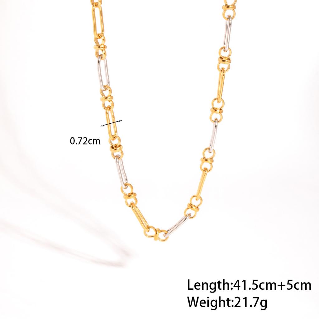 Simple Gold Silver Mix Color Necklace Bracelet Set Simple Metal Texture Unusual for Women Summer Waterproof Charm Jewelry
