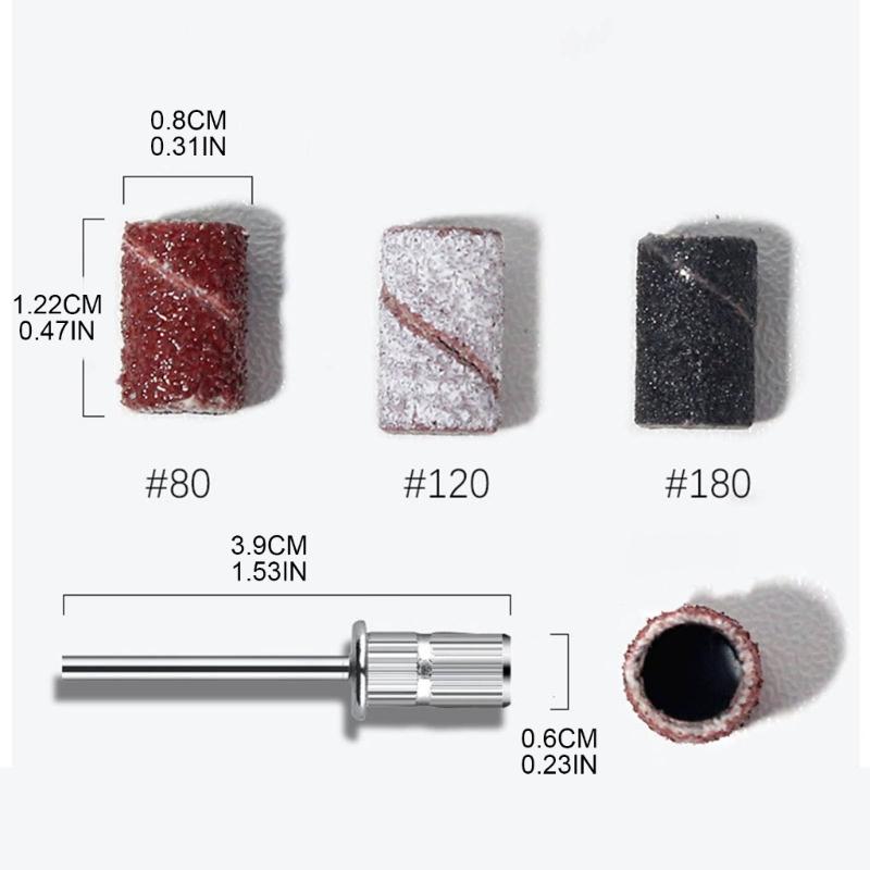 Sanding Bands for Nail Drill Bits 75Pcs Professional Electric Nail Sanding Bands 80#120#180# for Manicures and Pedicures