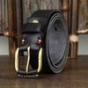 Retro Fashion Versatile Leather Belt Men'S Pure Cowhide Copper Buckle Old Pleated Denim Belt