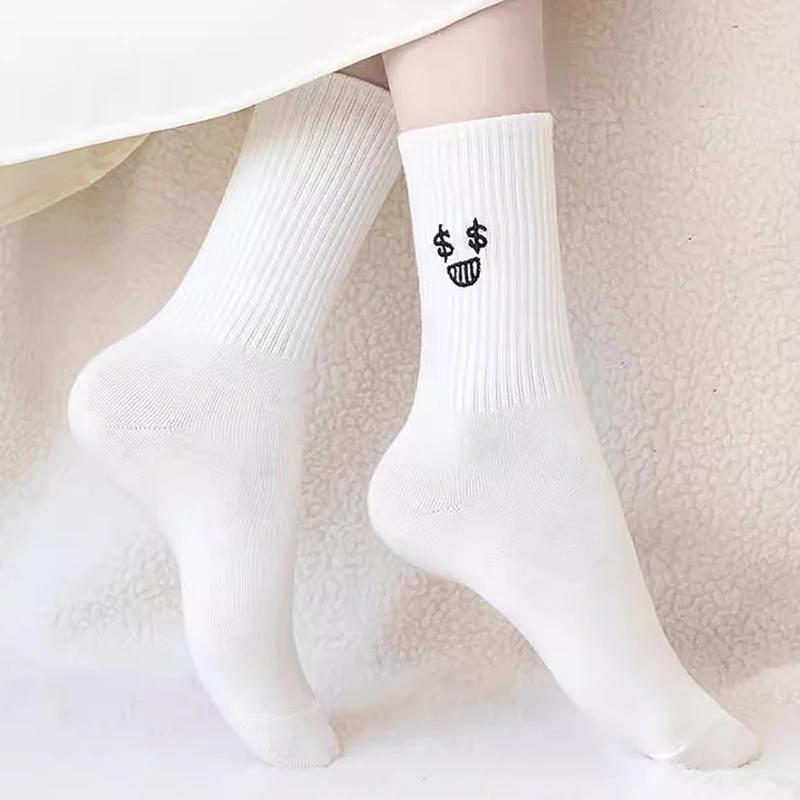 5pairs Cool Women White Cute Funny Socks Set Fashion Cartoon Lady Autumn Winter Female Girl Kawaii Sport Short Socks for Women