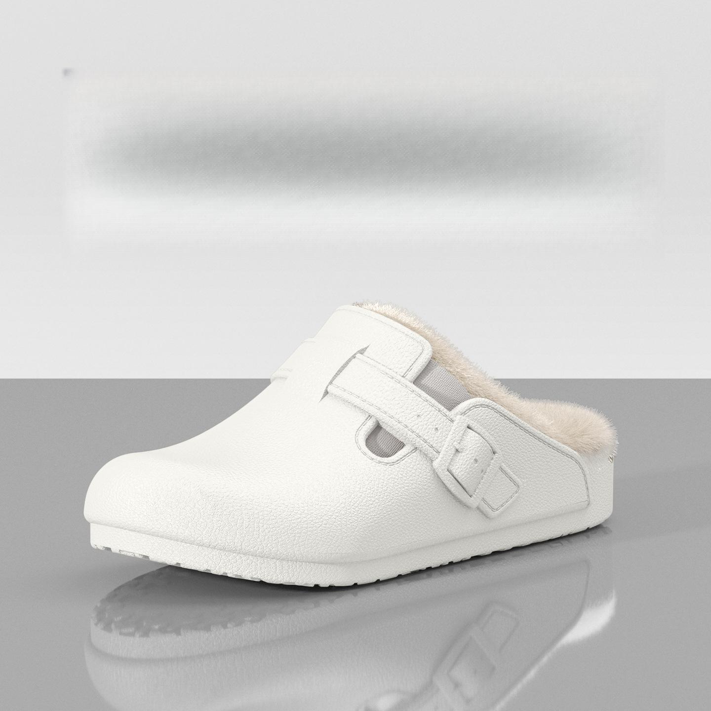 

Водонепроницаемые шлепанцы Birkenstock из ЭВА для мужчин и женщин, осенне-зимние уличные с толстой подошвой, нескользящие, с флисовой подкладкой, теплые домашние с закрытым носком, хлопковые 36-37 белый