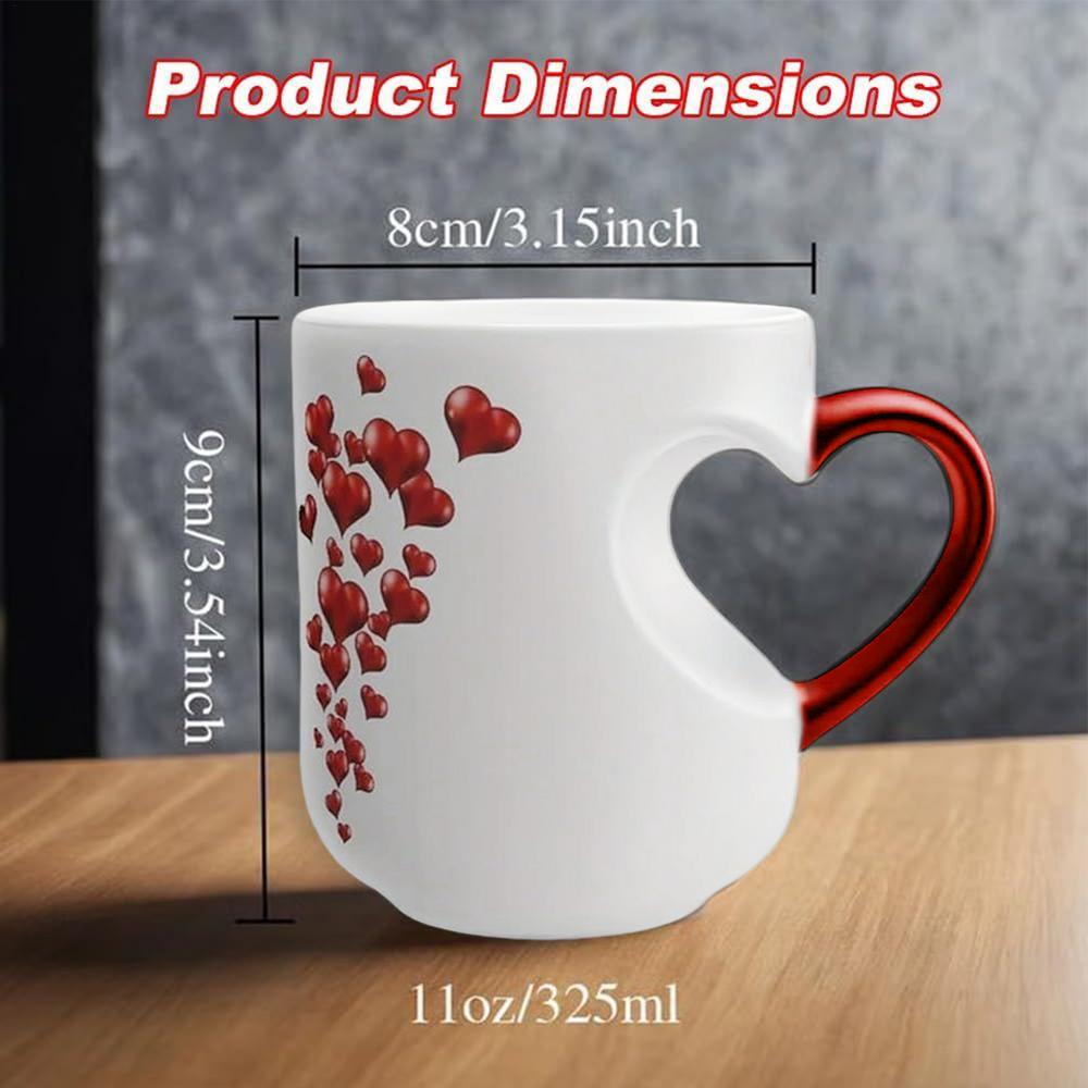 Heart Shape Coffee Mugs 325ml Heat Sensitive Color Changing Magic Mug With Handle Cute Gift For Birthday Anniversary Valentine's