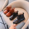 Autumn Winter Children Boots Boys Girls Short Boots Toddler Fashion Leather Shoes England Soft Bottom Boots E08142