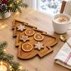 Natürliches Holz Snack-Organizer Weihnachtsbaum und Elch Serviertablett, Langlebige unterteilte dekorative Nuss-Fruchtschale Speiseplatte, Geschirr für