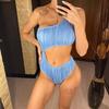 Neue Asymmetrische Cut Out Faltig Ein Stück Badeanzug Frauen Bademode Weiblichen Schulter Gepolsterte Badende Badeanzug Schwimmen Dame