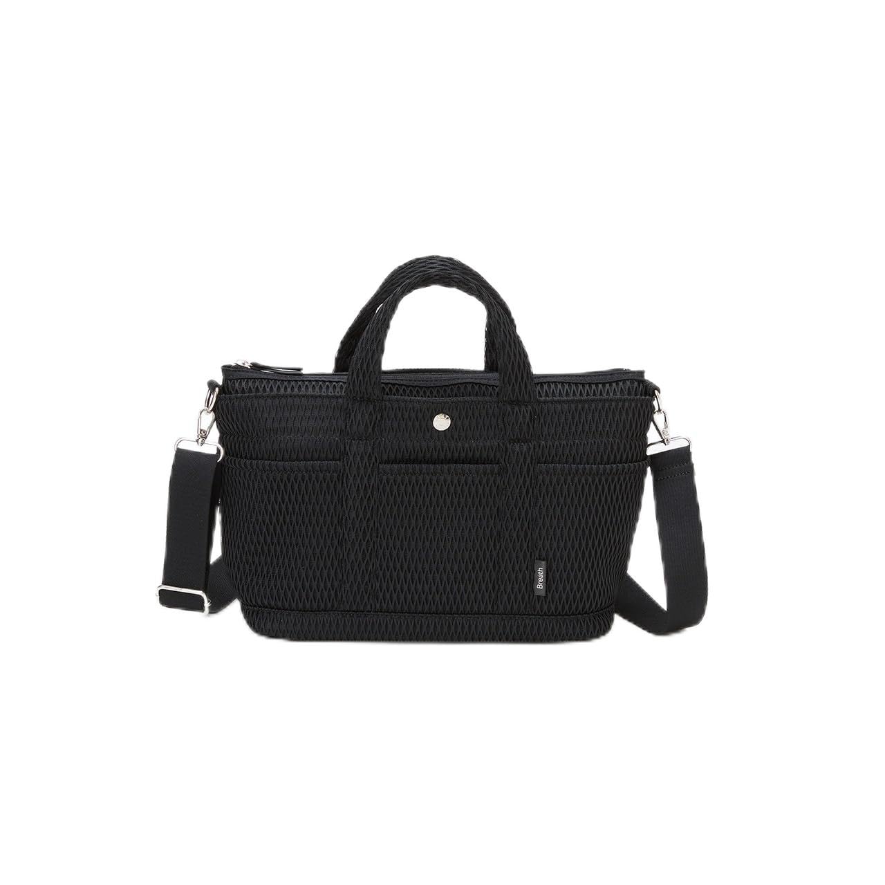 [Breath TOPKAPI] Polymesh Tote Bag with Shoulder Strap (Black)